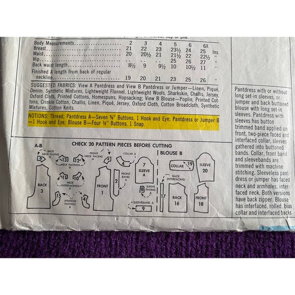 McCalls 8888 Girls romper blouse pattern size 5 - Picture 6 of 6